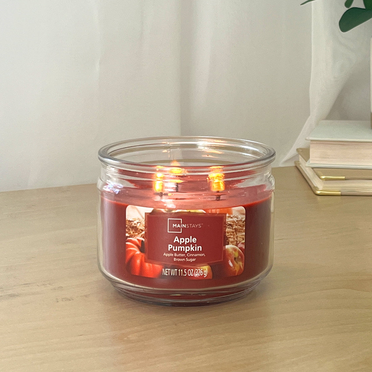 Mainstays 3-Wick 11.5 oz Glass Jar Candle, Apple Pumpkin