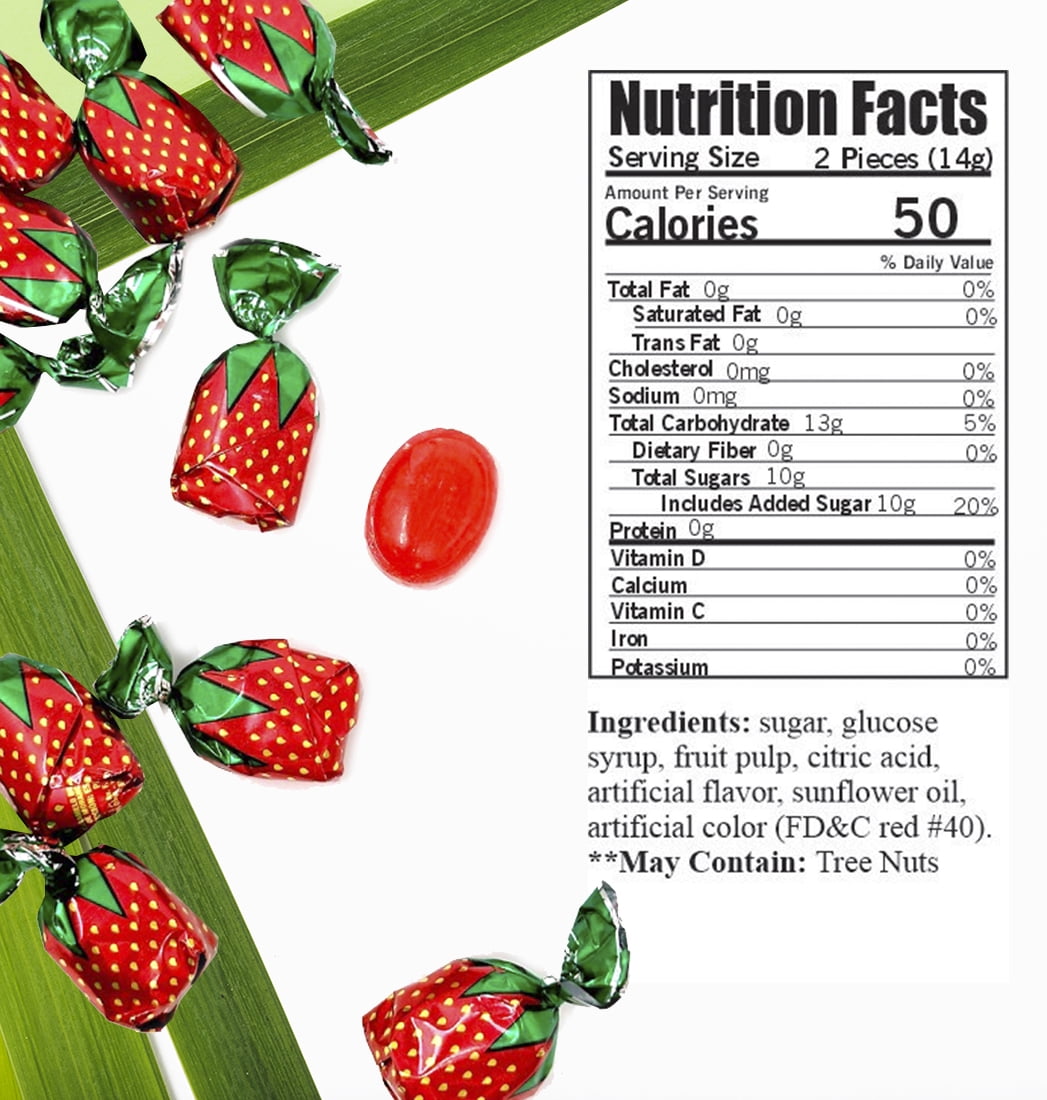 SweetGourmet Arcor Strawberry Bon Bons Hard Candy Wrapped, Fruit-Filled Premium Candies, 1 Pound Bag