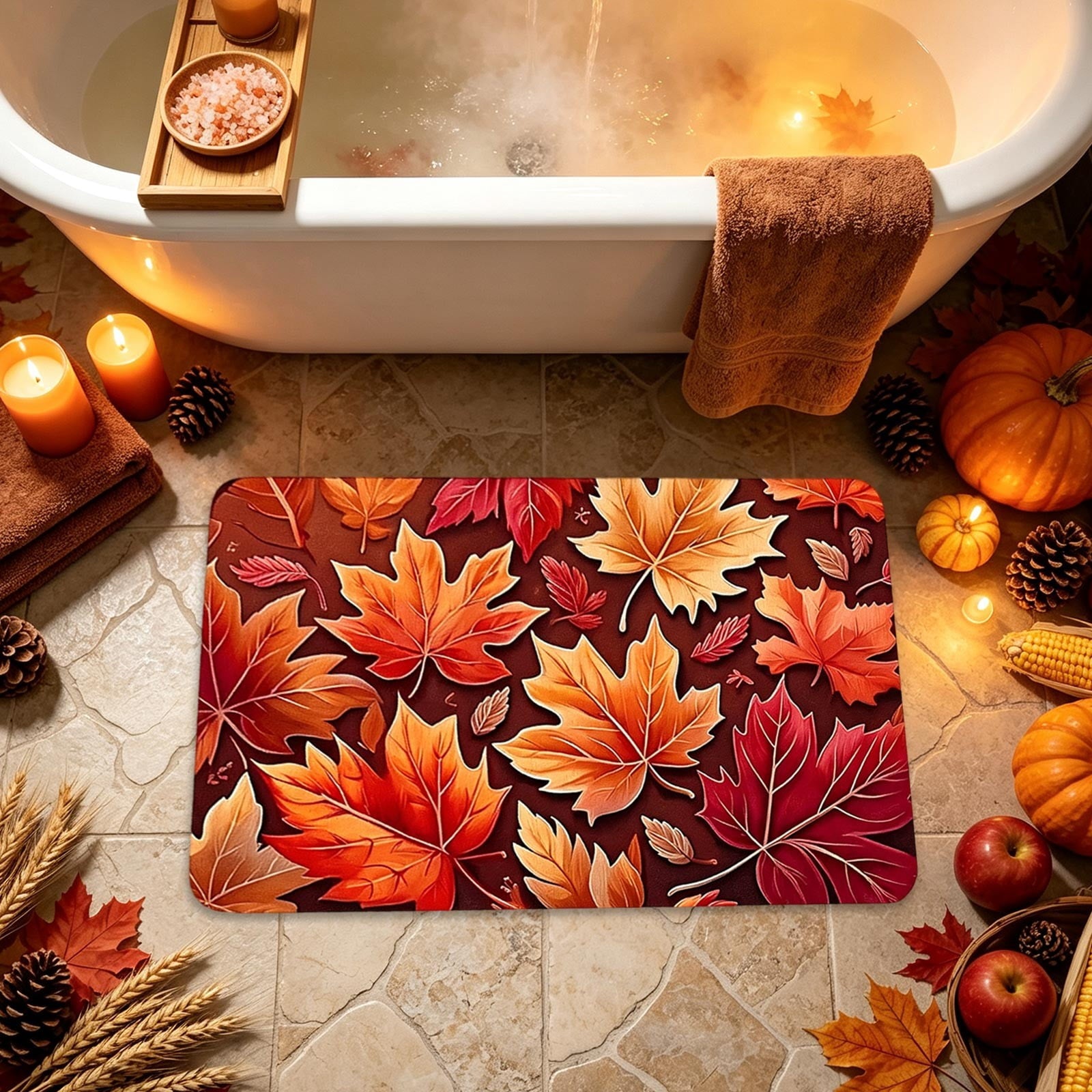 Autumn Door Mat for Entryway, 16x24 Inch, Fall-Themed Floor Doormat for Home Decor, Non-Slip Rug Mat for Living Room, Kitchen, Bedroom, Gifts for Fall Lovers (E)