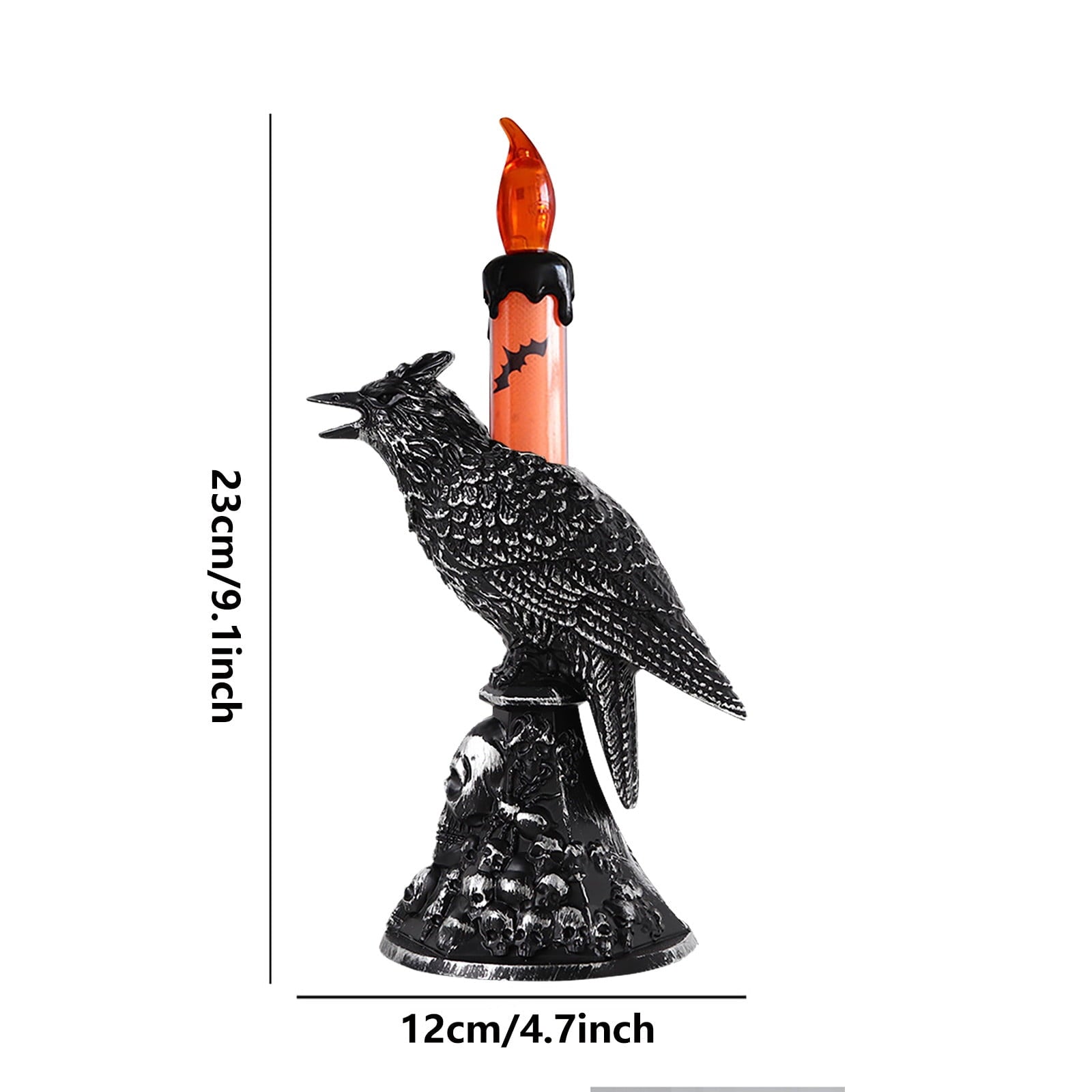 Gothic Mysterious Crow LED Flameless Candle, Luminous Sculpture, Gothic Home Decor Accent, Raven Lamp for Halloween Gifts, Bedroom Bedside, Living Room, Orange