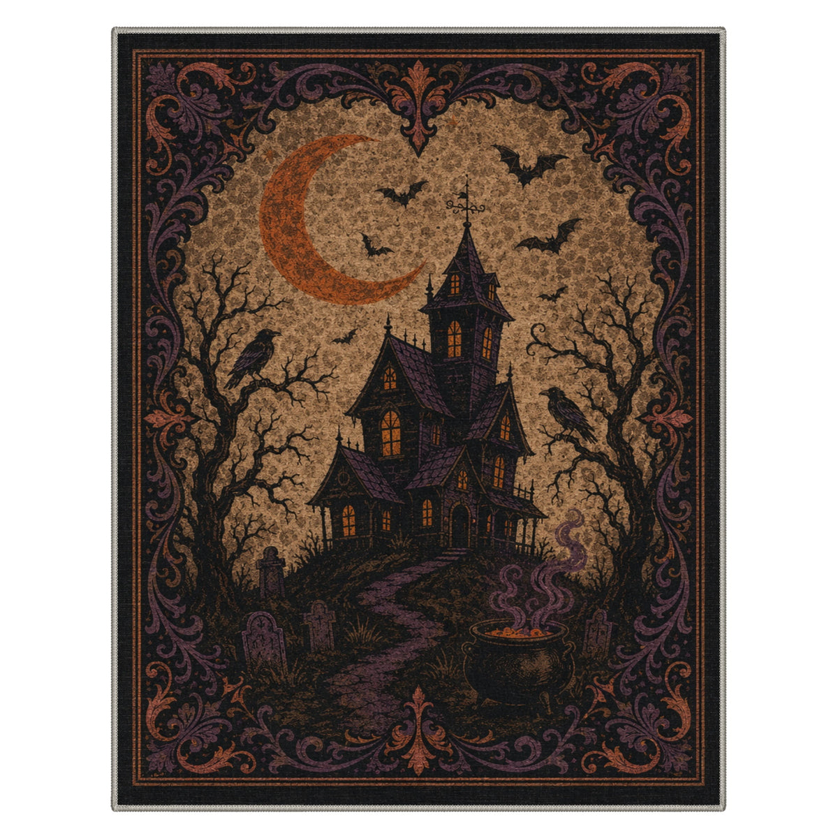 GENIMO 5'x7' Halloween Area Rug for Living Room, Washable Non Slip Soft Farmhouse Pumpkin Indoor Rug for Bedroom Dining Room Home Office, Vintage Sepia