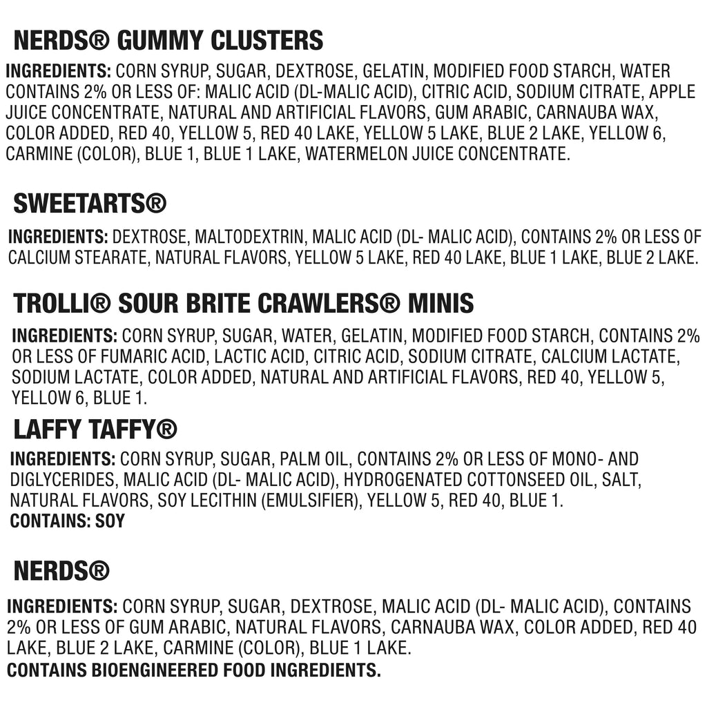 Nerds Core Winners Halloween Trick-or-Treat Variety Bag, NERDS Gummy Clusters, SweeTARTS, Trolli, Laffy Taffy, and NERDS Original, 95 Pieces, 32.71 Ounces