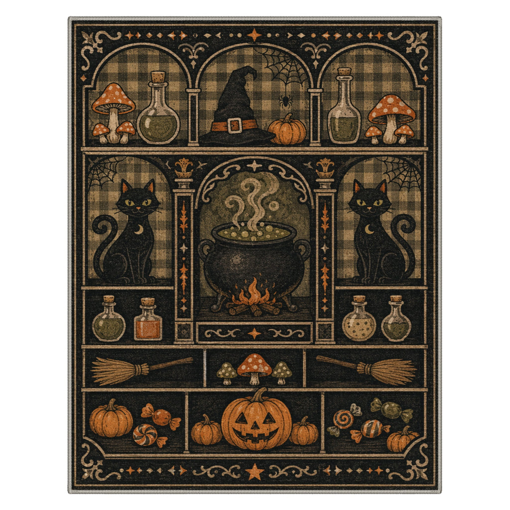 GENIMO 5'x7' Halloween Area Rug for Living Room, Washable Non Slip Soft Farmhouse Pumpkin Indoor Rug for Bedroom Dining Room Home Office, Vintage Sepia