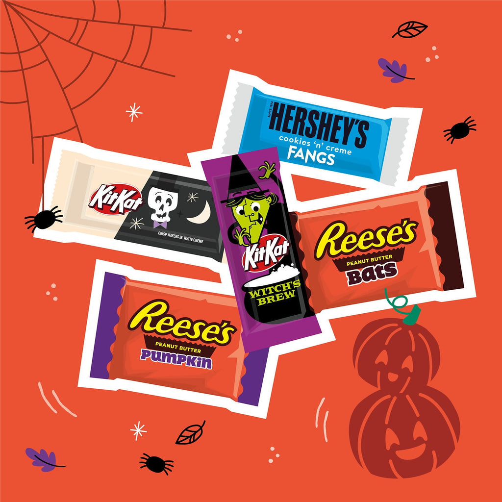 Hershey's, Kit Kat And Reese's Assorted Flavored Snack Size Halloween Candy, Bag 18.41 oz, 35 Pieces