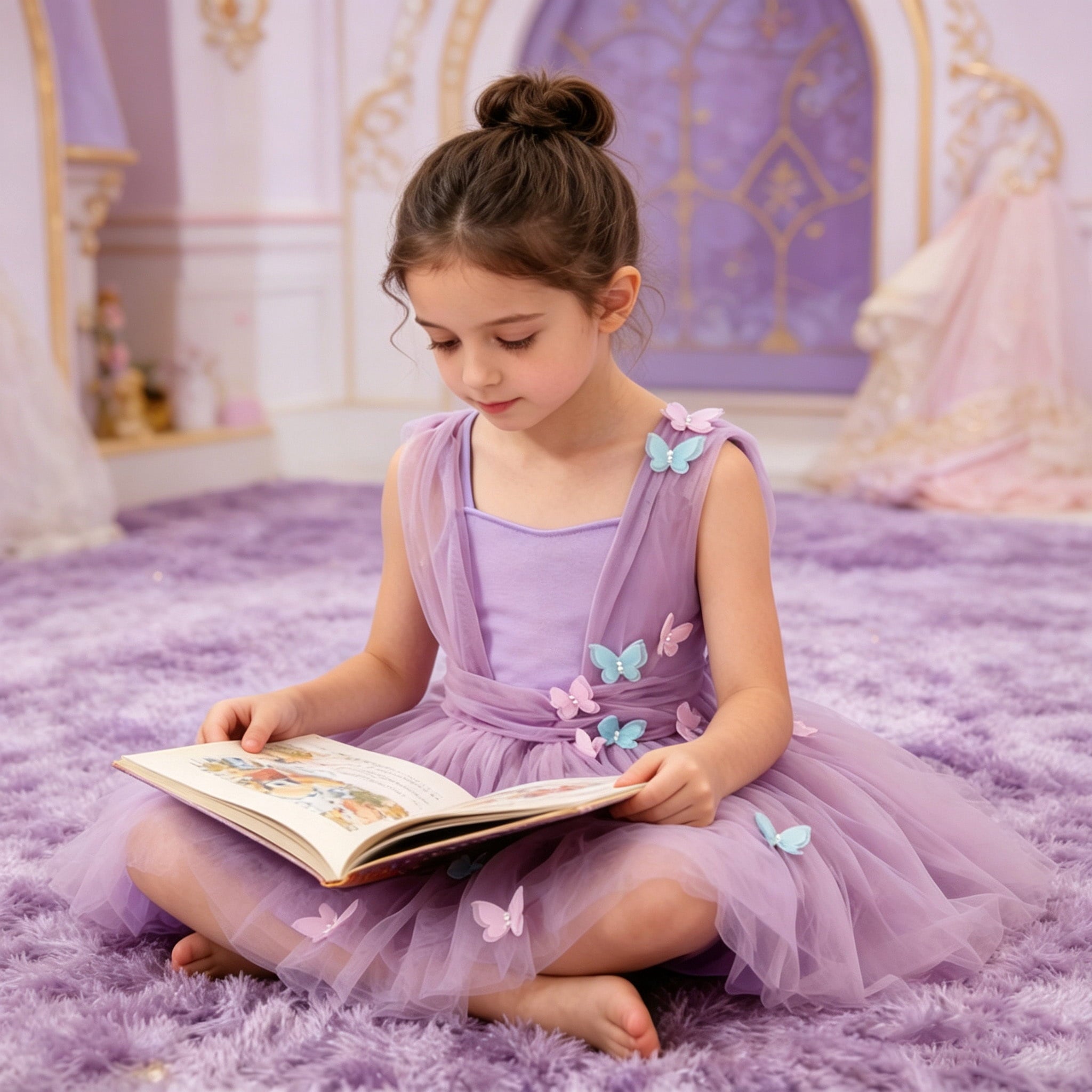 CZKHPTY Girls Rainbow Unicorn Tutu Costume Set with Headband & Wings, Kids Princess Dress Up Outfit, Sizes 9-10Y