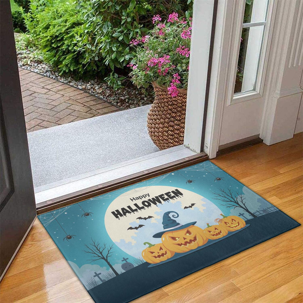 Happy Halloween Door Mat Decorations Spider Bat Doormat Plain the Indoor Door Mat/Outdoor Crystal Velvet 30x17 Inches