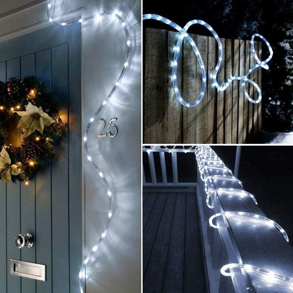 Solar Rope Lights Outdoor Waterproof 100LED Tube String Lights with USB Rechargeable Timer 8 Modes Dimmable Twinkle Fairy String Light for Trampoline Yard Pool Party Wedding Christmas