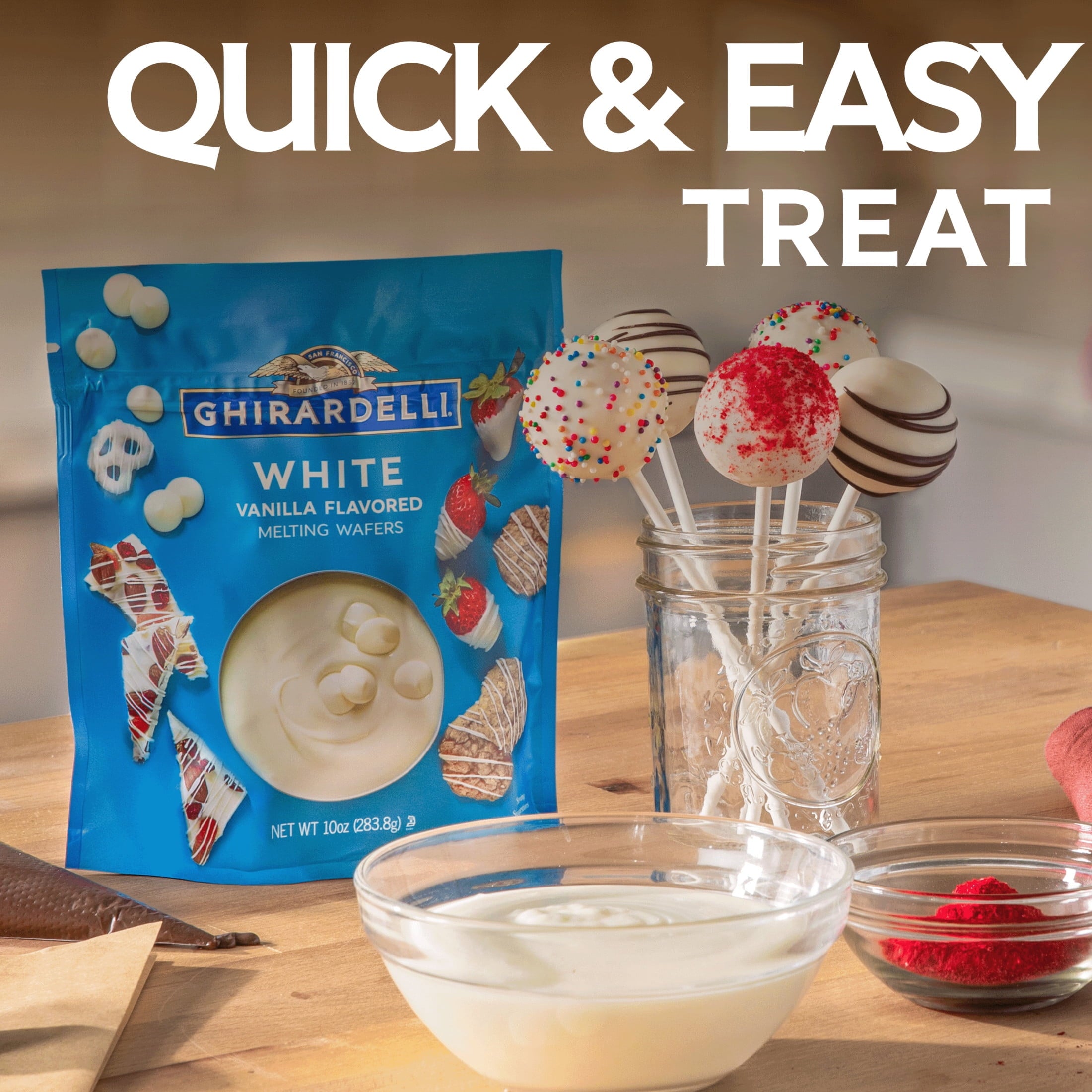 Ghirardelli White Vanilla Flavored Melting Wafers, 10 OZ Bag