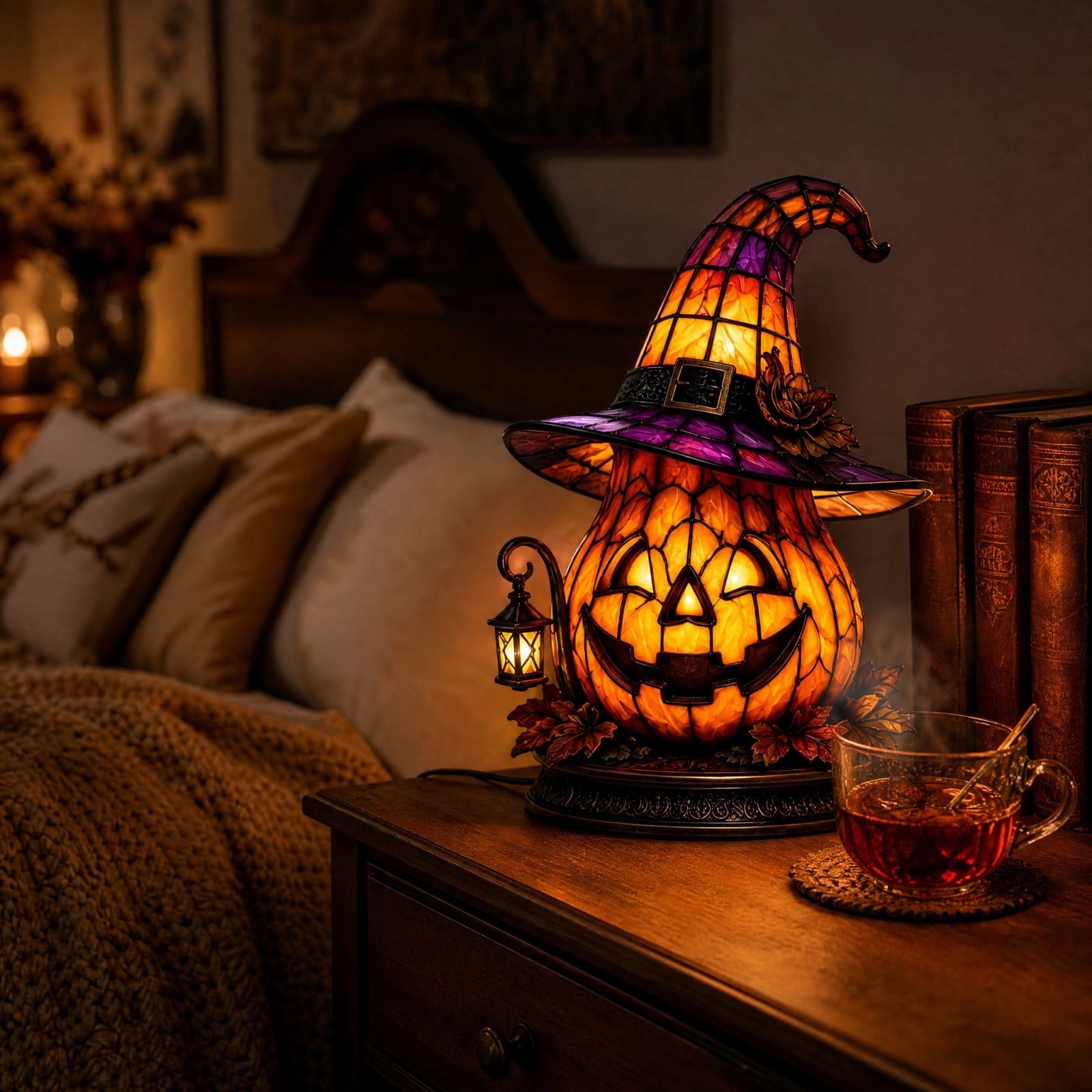 Diceymbol Halloween Decorations and Fall Decor, Halloween Venue Decoration Ghost Props LED Illuminated Ghost Decorations for Tabletop, Mantel, Shelf Indoor Outdoor 9.05 inch