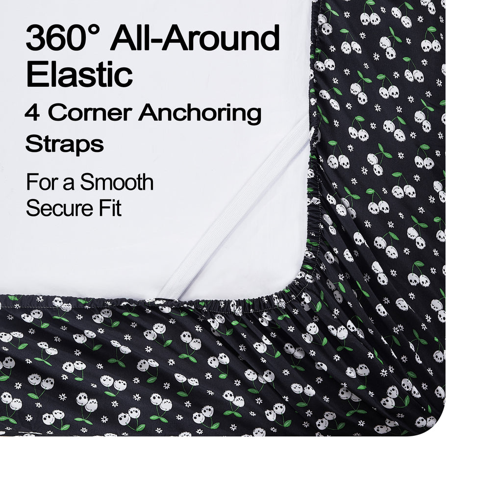 Summerween Crafted by Catherine Full 4-Piece Sheet Set, Black & White Nautical Ghosts