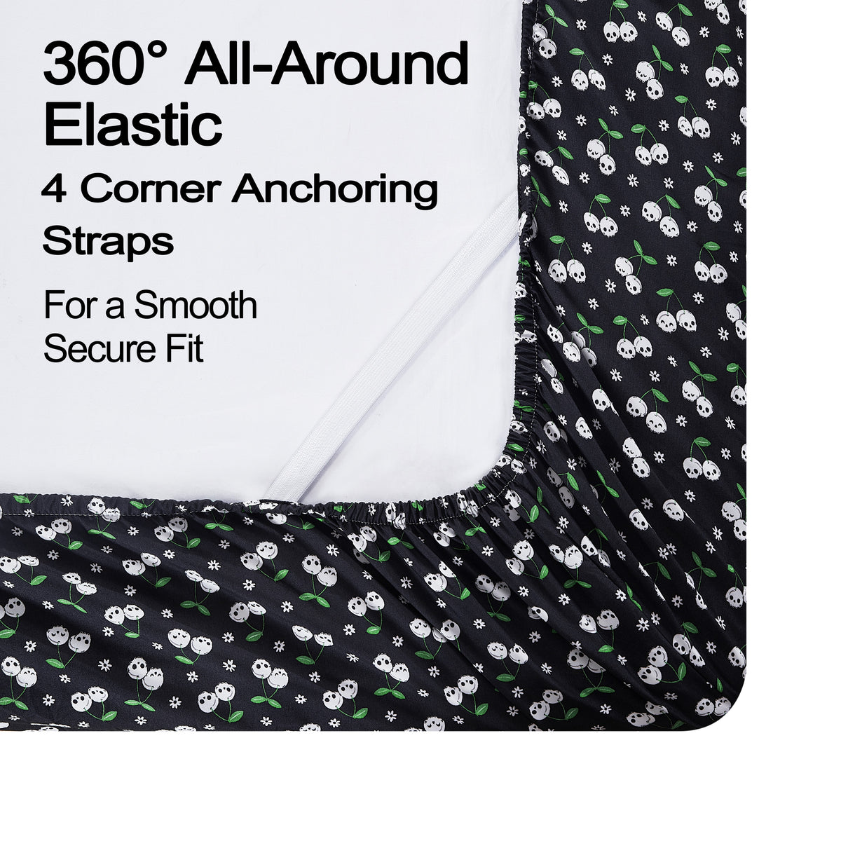 Summerween Crafted by Catherine Full 4-Piece Sheet Set, Black & White Nautical Ghosts