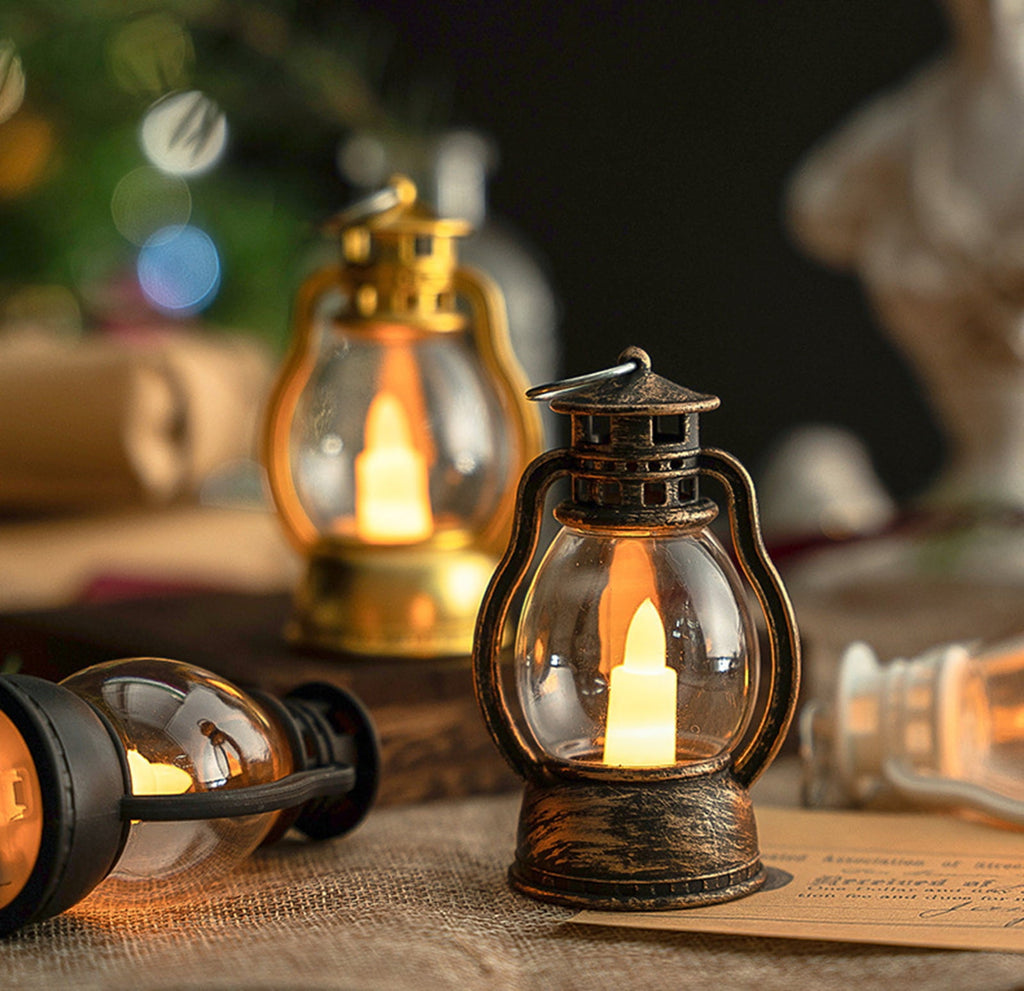 Djiypn Mini Lanterns 2Pack LED Small Lanterns Decorative Indoor Outdoor Hanging Lantern Decorative Candle Light Farmhouse Decor for Weddings Western Camping Party Halloween Christmas Decorations