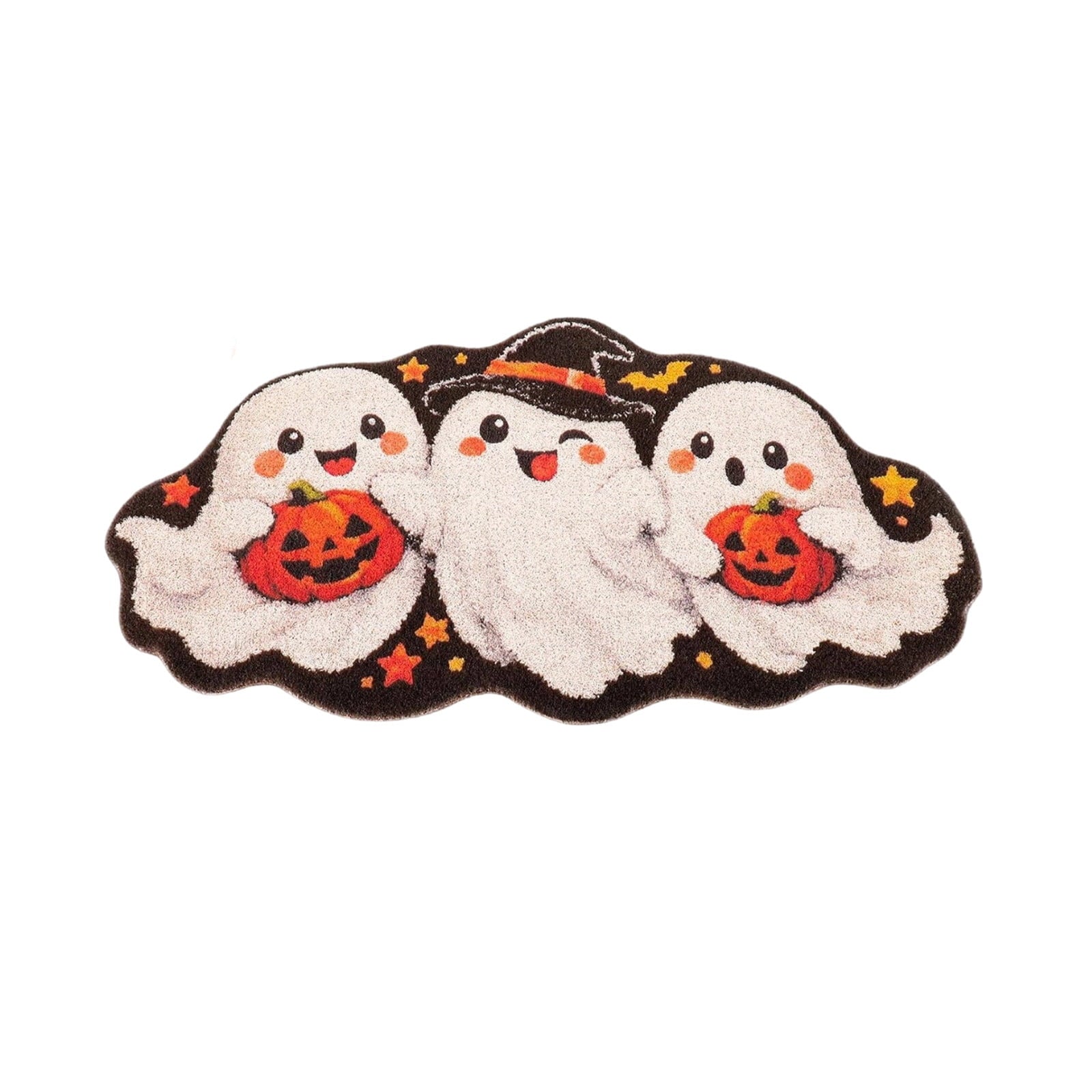 Halloween Wreath Shaped Rugs, Soft Indoor Mat for Entryway, Kitchen, Halloween Party, Pumpkin Witch Spooky Home Decor, 23.62x15.75 Inches