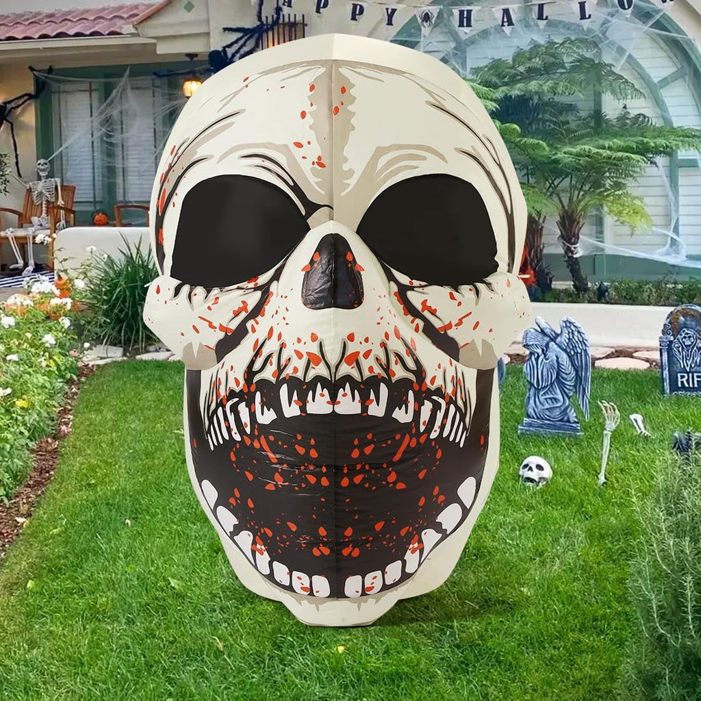 GOOSH Halloween Inflatables 4 FT High Halloween Inflatable Skull with Magic LEDs, Scary Skulls Inflatable Halloween Skull Inflatable, Outdoor Halloween Decorations Clearance for Holiday Party