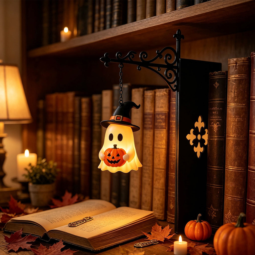 Nkmbld Halloween Bookshelf Lamp, Vintage Library Lantern Decorative Bookshelf Lighting, Hanging Ghost Lantern Book Shelf Light, Halloween Decorations Indoor