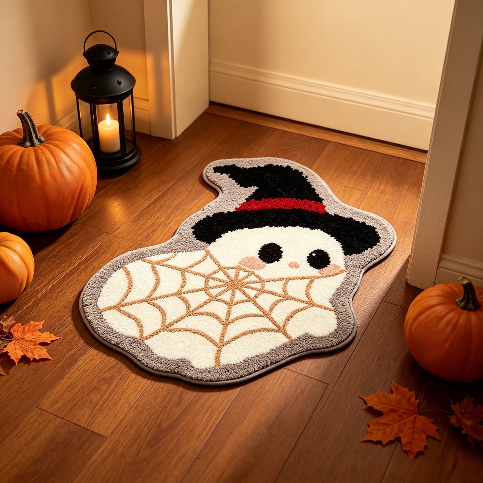 Halloween Ghost Door Mat, Cute Welcome Mat for Front Door Porch Entryway Haunted Outdoor Decor Spooky Decorative Entrance Doormat Non Slip Halloween Rug, 16" x 24"