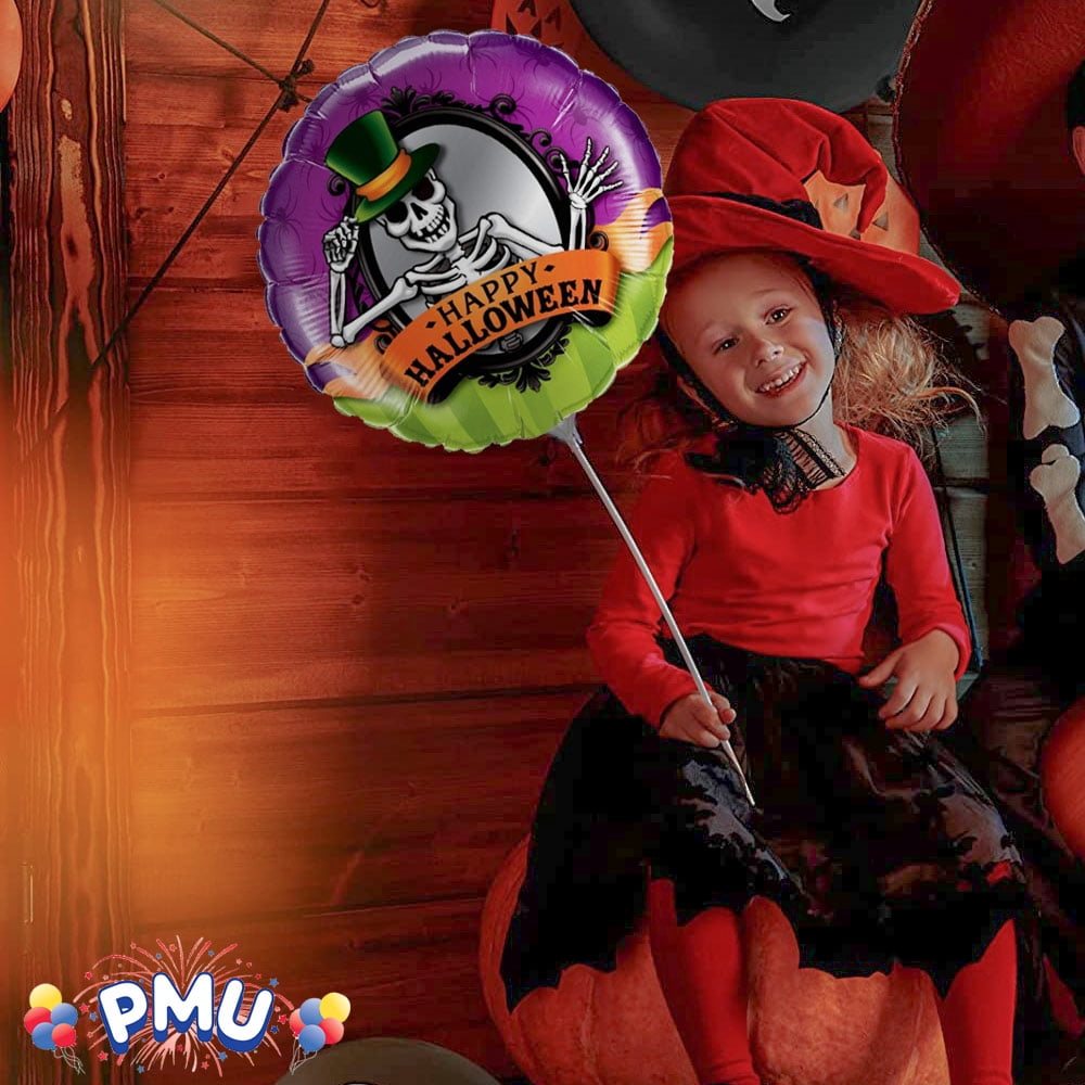 PMU Halloween Party Decoration "Happy Halloween" Jack Faces Aglow 18 Inch Mylar-Foil Balloon (1pkg) Pkg/1
