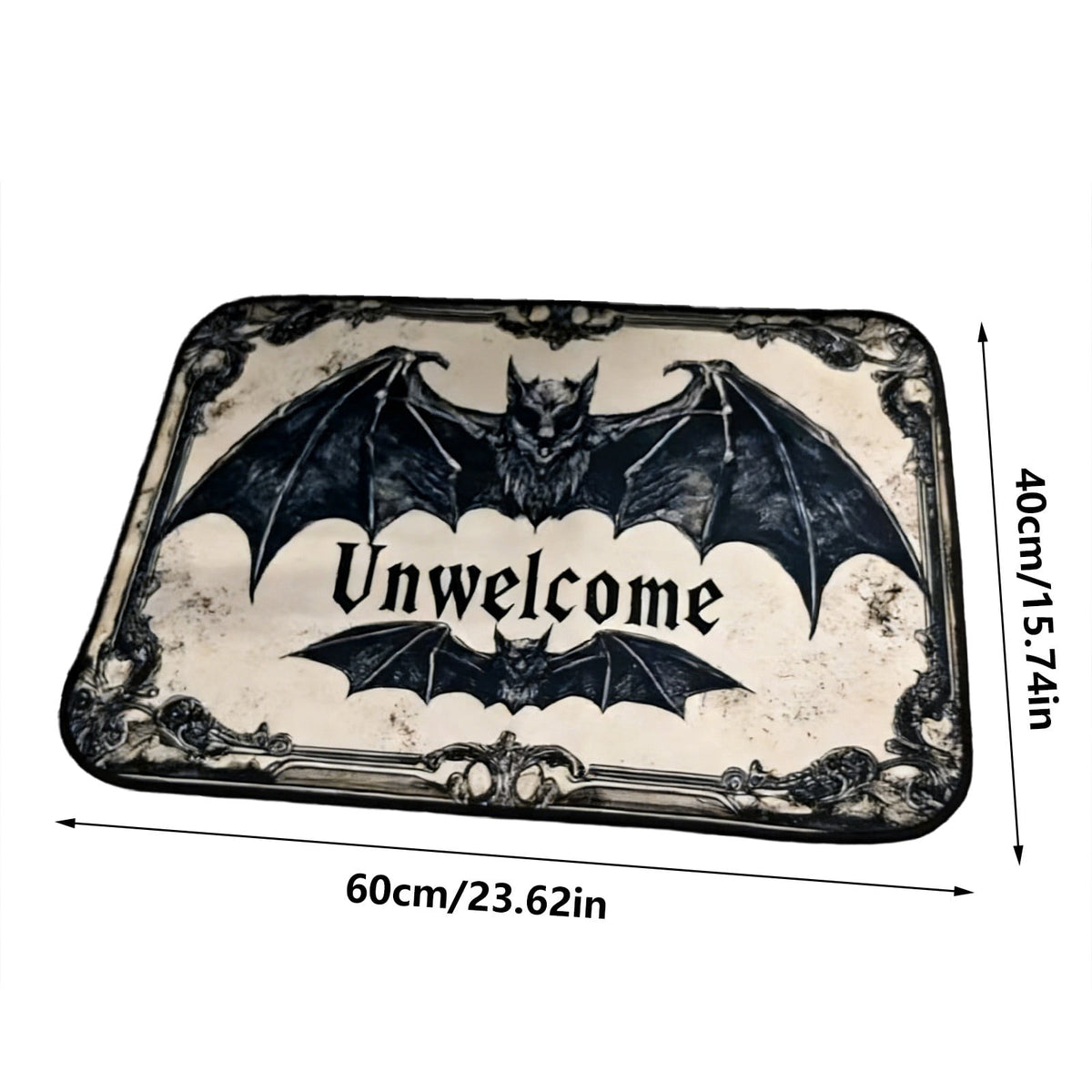 Gothic Halloween Doormat, Decorative Welcome Mat for Front Door, Party Entrance Rug with Spooky Design for Indoor Outdoor Porch Decor