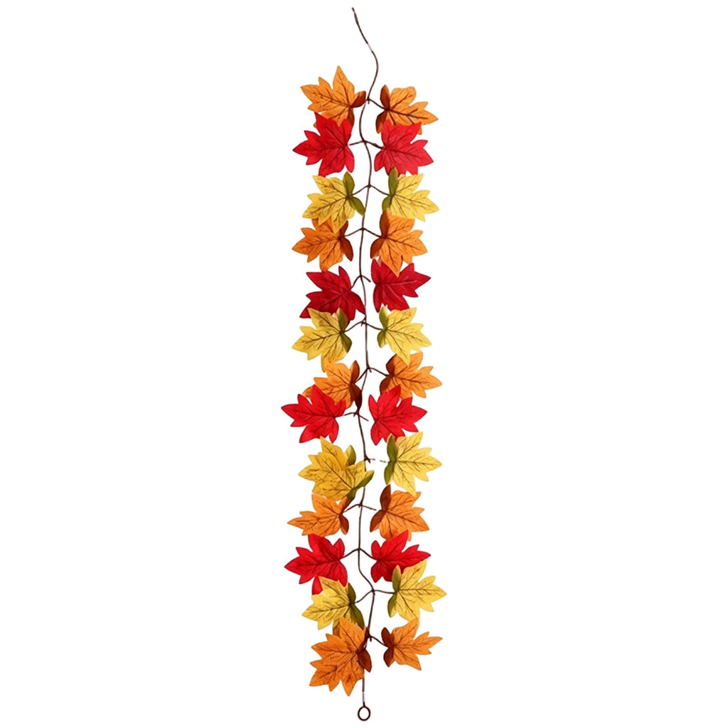 WKSCLPAI Halloween Maple Leaf Garland, Fall Vine Wreaths for Autumn Festivities Decor,Seasonal Garlands for Home,Halloween & Fall Decorations