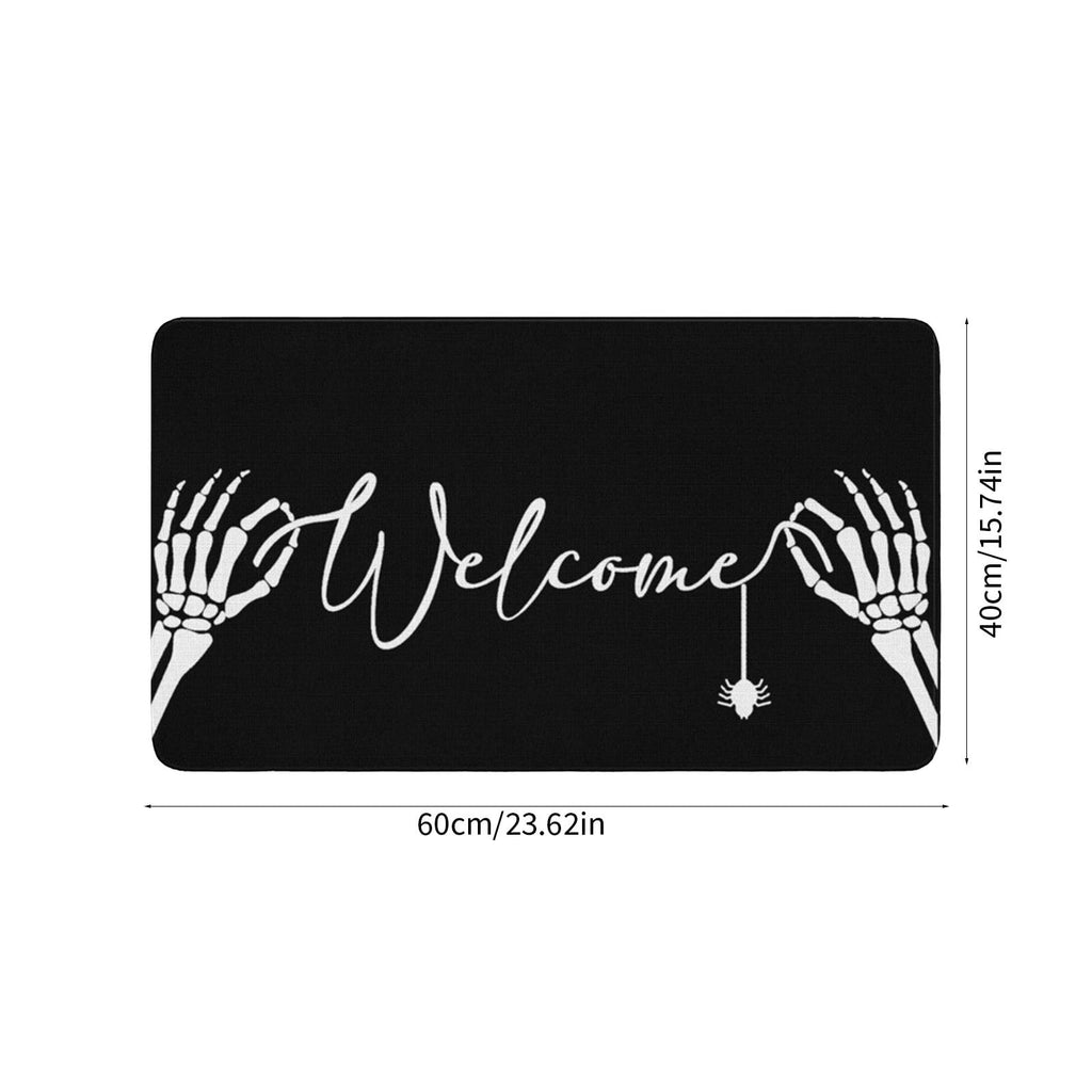 TOPRenddon Halloween Door Mat, Outdoor Front Door Decorative Doormat 16" x 24", Spider Web Bones Welcome Doormats, Non-Slip Rubber Mats Washable Carpet for Porch, Entryway, Indoor, Bathroom, Kitchen