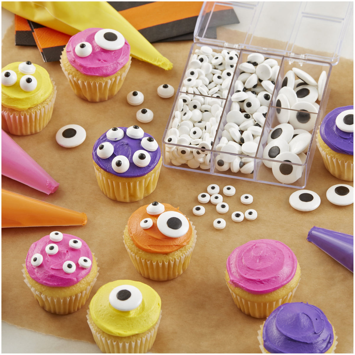 Wilton Edible Candy Eyeball Sprinkles Halloween Googly Eyes Black & White 2.75 oz.