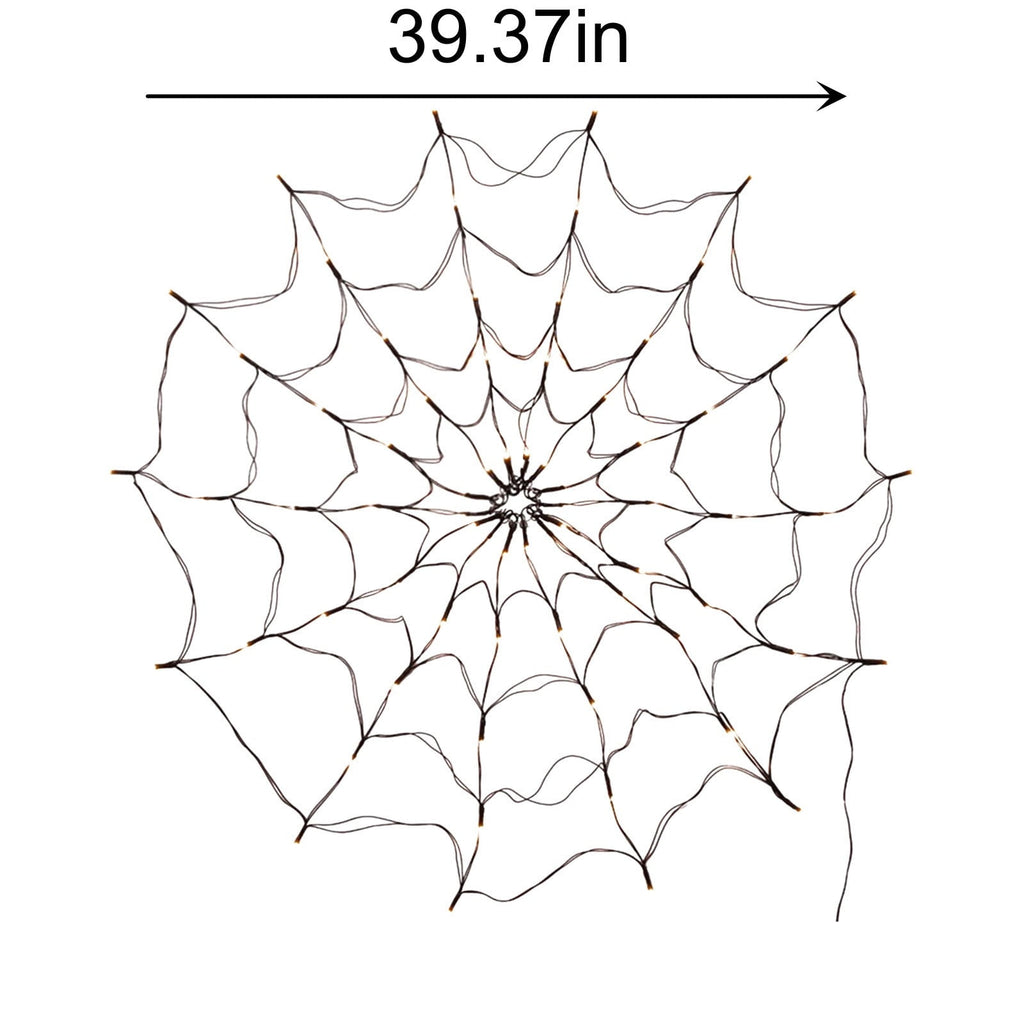 Clearance! Halloween Arachnid Web Lights 1M Diameter 60 LED with Black Spider, Water Proof Purple Net Lights, Remote Control, Halloween Decorations for House Garden
