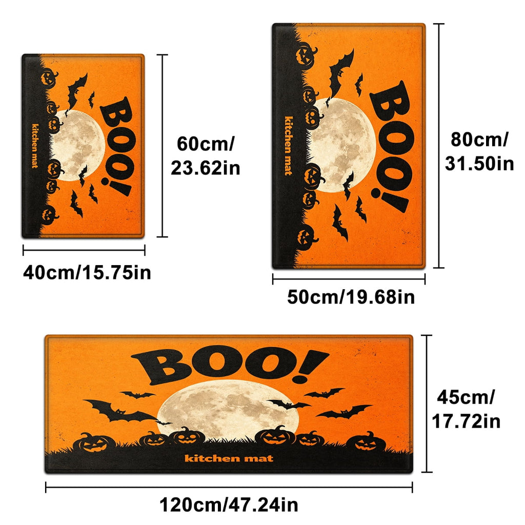 CCTFS Halloween Pumpkin Bat Candy 1Pc Flannel Mat and Kitchen Rugs,Soft Non-slip,Perfect for Home Bathroom
