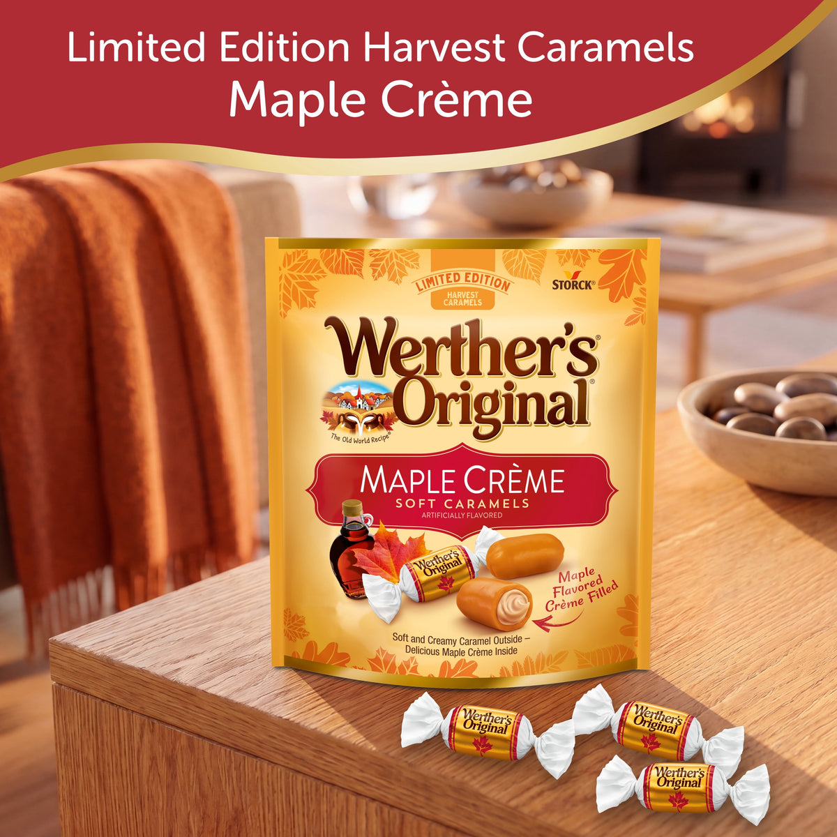 Werther's Original Limited Edition Fall Harvest Maple Crème Soft Caramels, 7.4 oz Bag