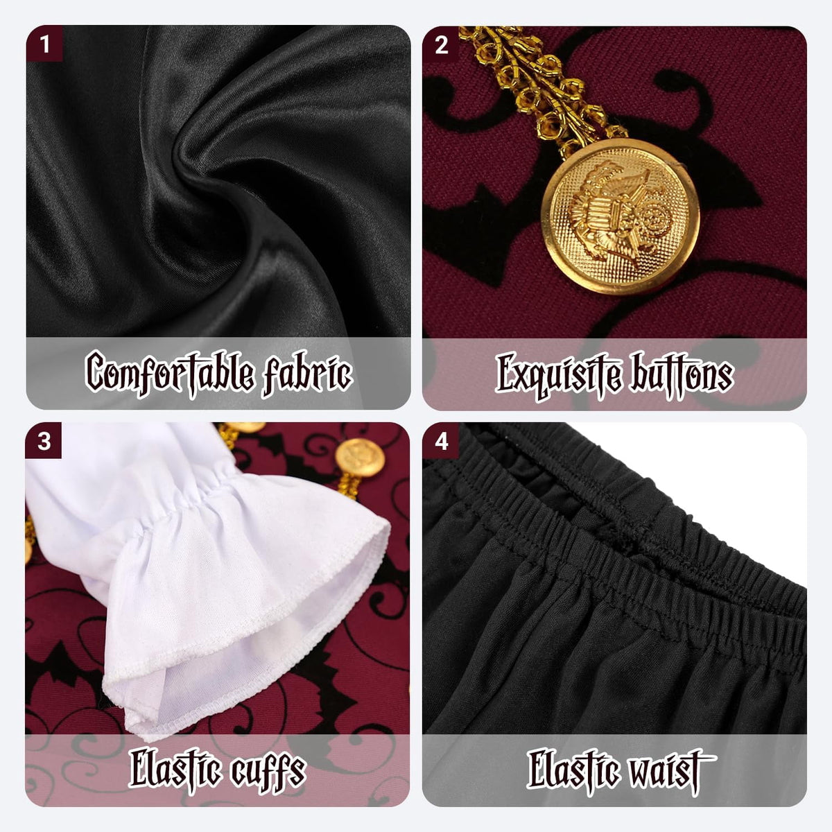 Vampire Boys Halloween Fancy-Dress Costumes with Vampire Cape and Scepter for Kids