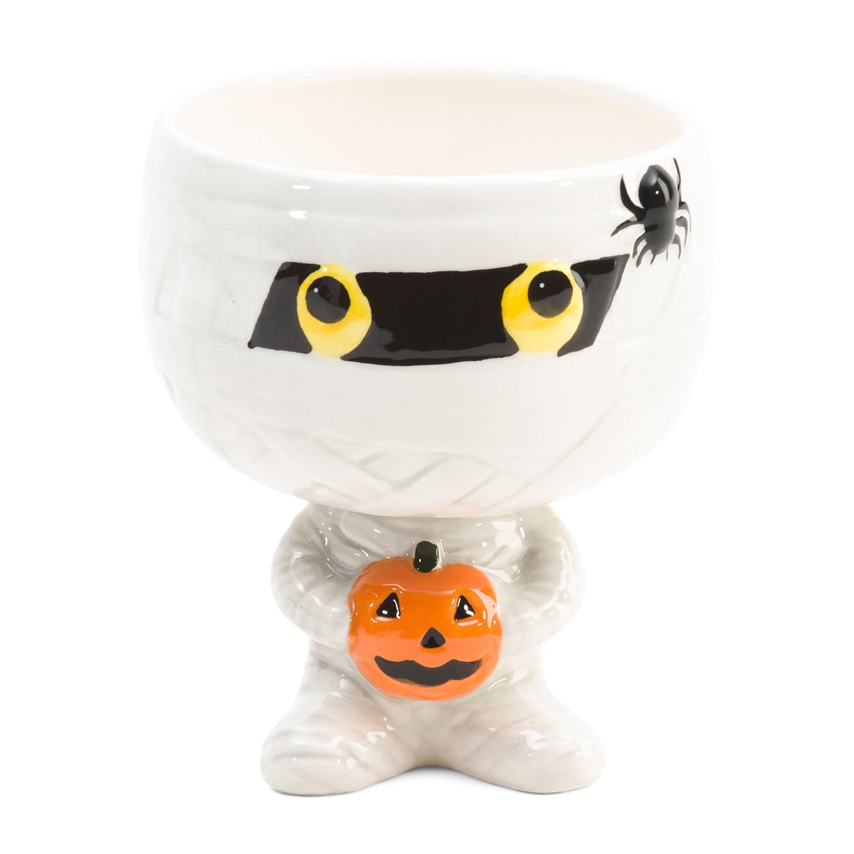Diceymbol Halloween Pumpkin Snack Bowl Stand Collapsible Broomstick Candy Tray for Cupcakes & Desserts, Resin Serving Platter with Ceramic Pumpkin Bowls
