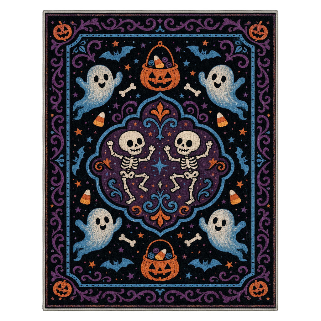 GENIMO 5'x7' Halloween Area Rug for Living Room, Washable Non Slip Soft Vintage Witch Indoor Rug for Bedroom Dining Room Home Office, Retro Sepia