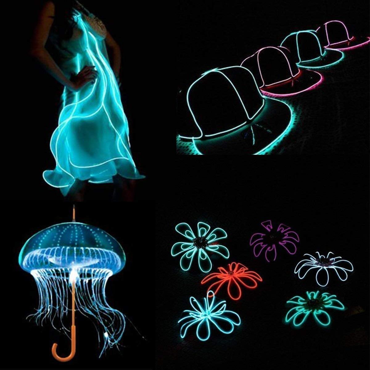 ABALDI Pink EL Wire Neon Lights Tube Illumination Battery Powered High Brightness Rope Lights Pack Drivers with 3 Modes EL Wire for Party Wedding Decoration pub DIY(Pink, 16ft/5m)