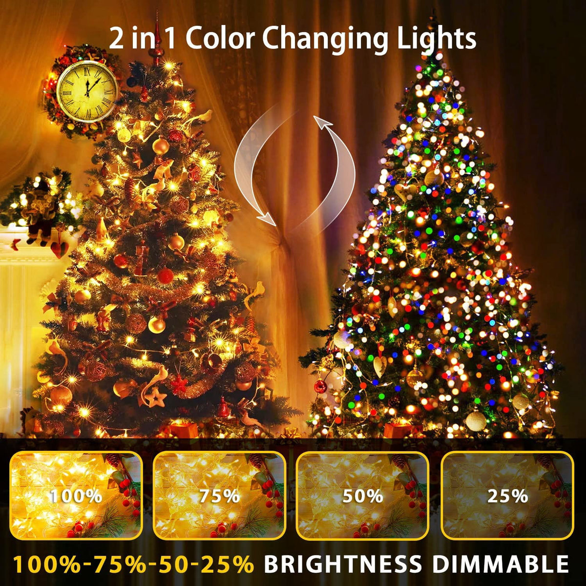 JMEXSUSS 200 LED Christmas Lights Indoor Outdoor, Connectable Warm White Christmas Tree Lights Clear Wire, 66 Ft Twinkle Fairy String Lights Plug in for Bedroom Wedding Christmas Tree Decorations