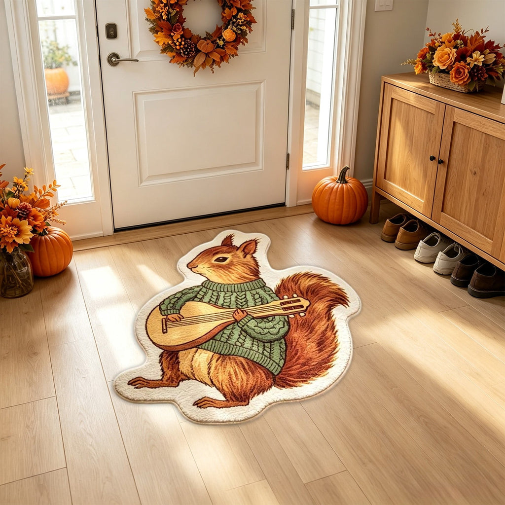 Fall Area Rug Maple Leaf Pumpkin Imitation Wool Mat 27.56x27.56in Polyester Skidproof & Soft for Living Room Bedroom Entryway Fall Doormat by MPOISVA