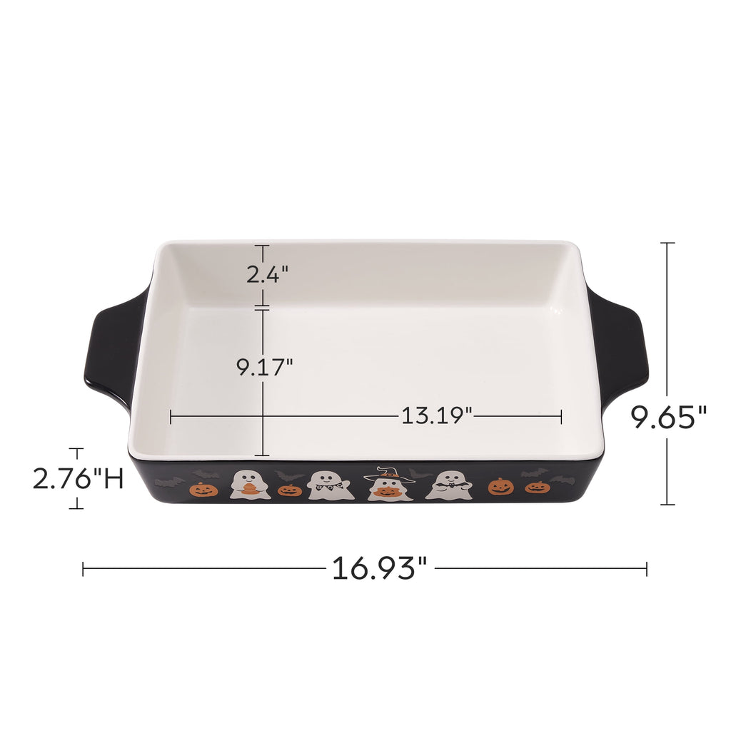 Way To Celebrate 9 in x 13 in Ghost & Jack-O-Lantern Glazed Stoneware Bake & Serve Dish