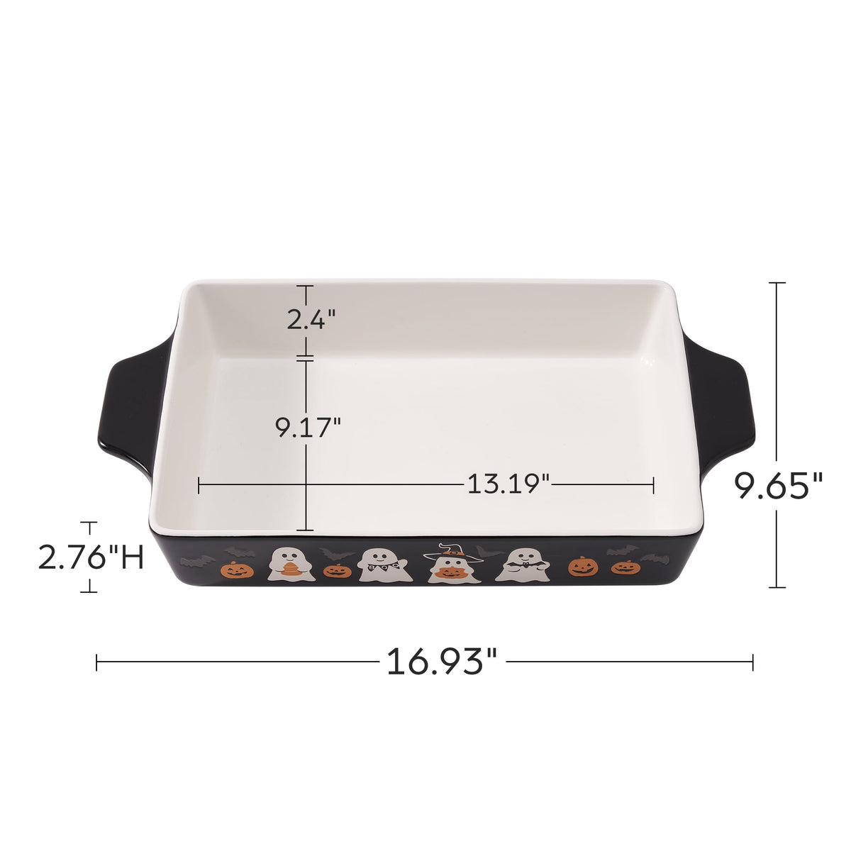 Way To Celebrate 9 in x 13 in Ghost & Jack-O-Lantern Glazed Stoneware Bake & Serve Dish