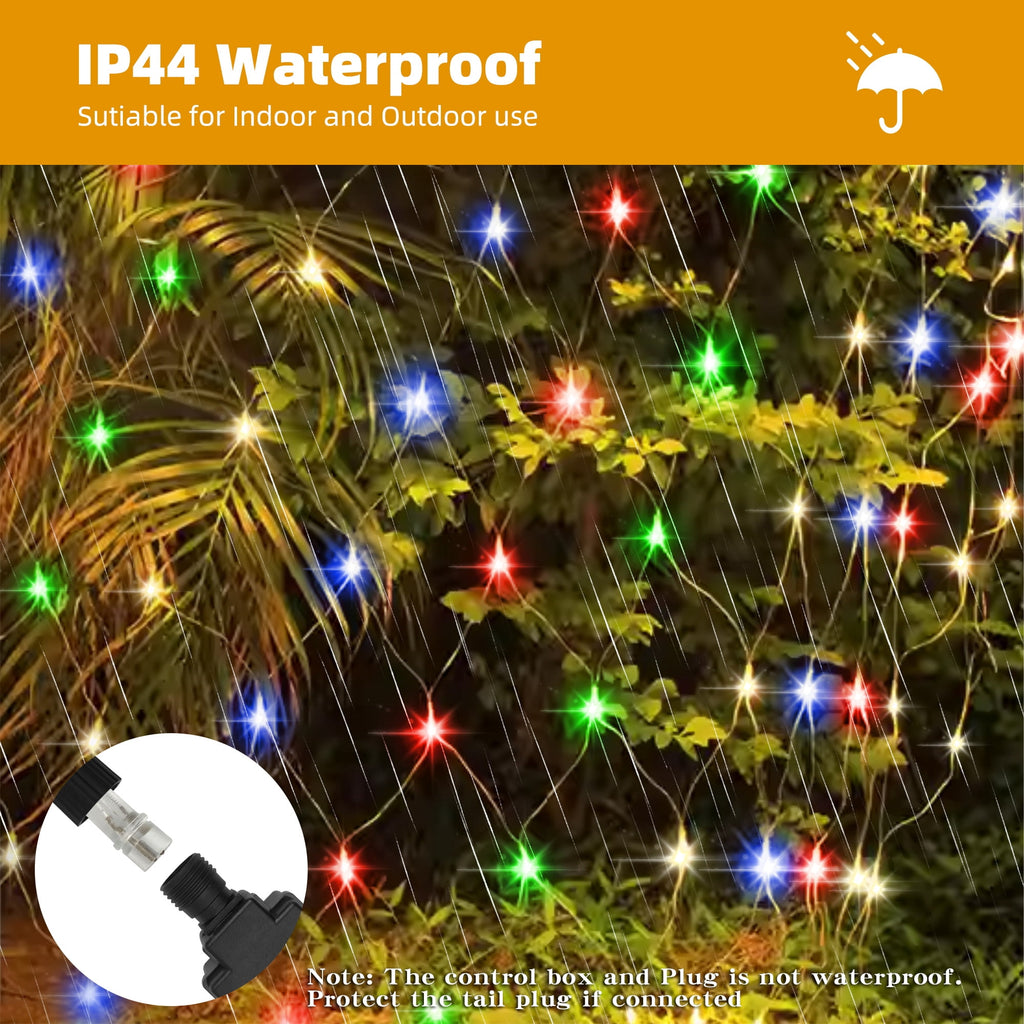 DAYBETTER Christmas Net Lights Outdoor, Warm White Waterproof Mesh Fairy String Lights, 12ft*5ft 360 LED with 8 Modes Plug in, for Bushes Garden Party Decoration