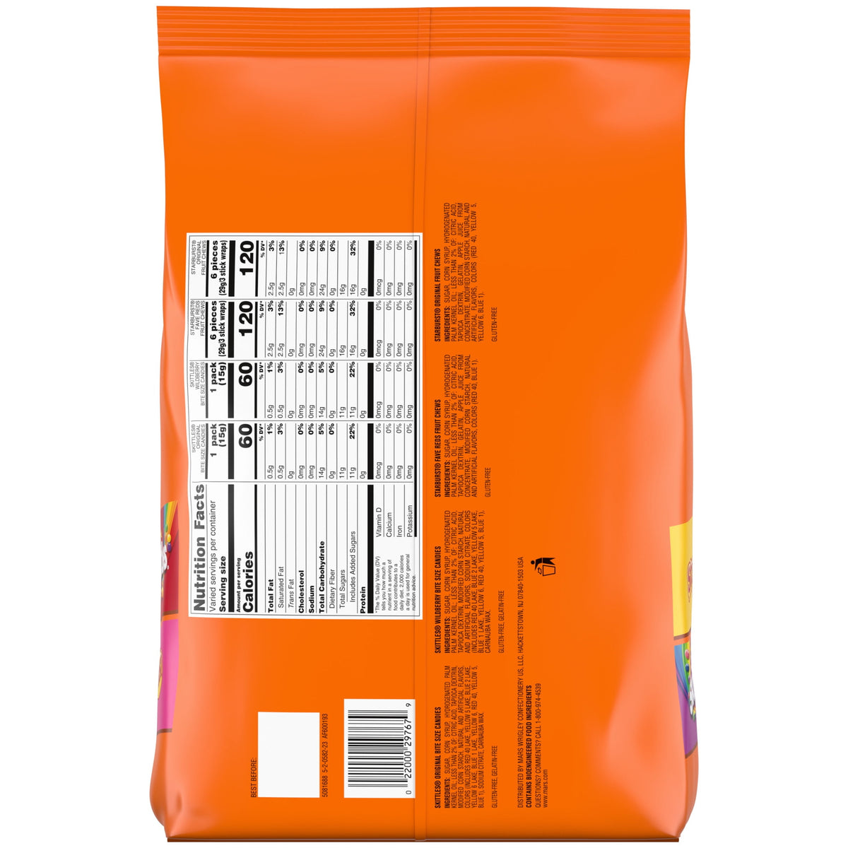Skittles & Starburst Fun Size Chewy Halloween Candy Variety Pack, 80 Ct Bulk Bag