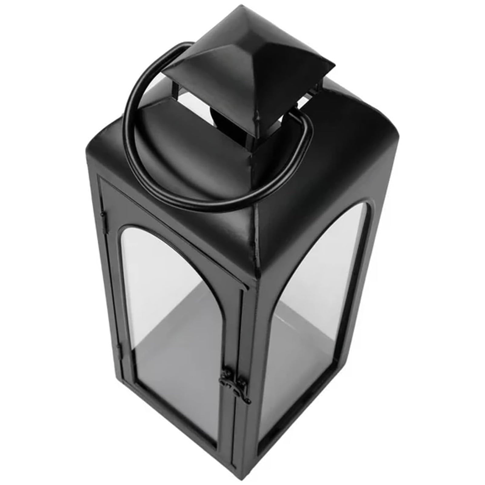 16 Inch Black Hurricane Lantern With Clear Glass Panels For Garden Living Room Indoor Outdoor Parties Weddings Balcony