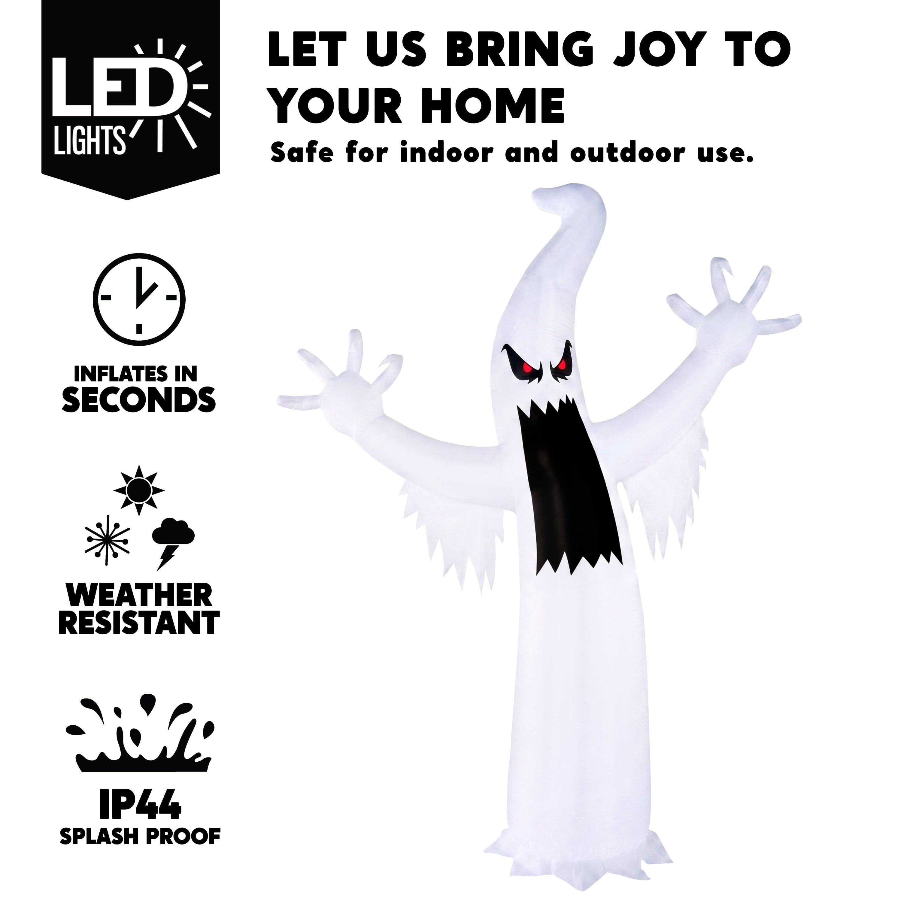Joyfy 12 ft Halloween Inflatable Outdoor Ghost,Giant Ghost Blow Up Decor with Built-in LED Lights,inflatables with Build-in LEDs,Spooky Outdoor Decorations for Yard & Lawn