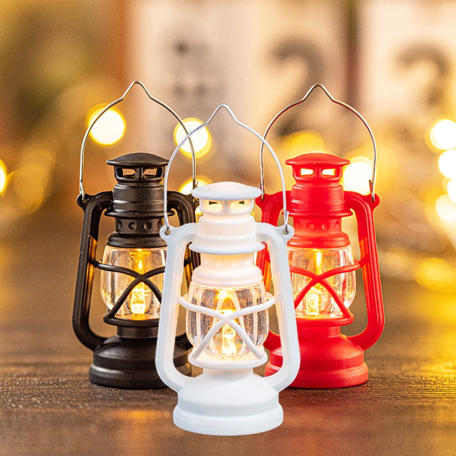 Djiypn Mini Lanterns 2Pack LED Small Lanterns Decorative Indoor Outdoor Hanging Lantern Decorative Candle Light Farmhouse Decor for Weddings Western Camping Party Halloween Christmas Decorations