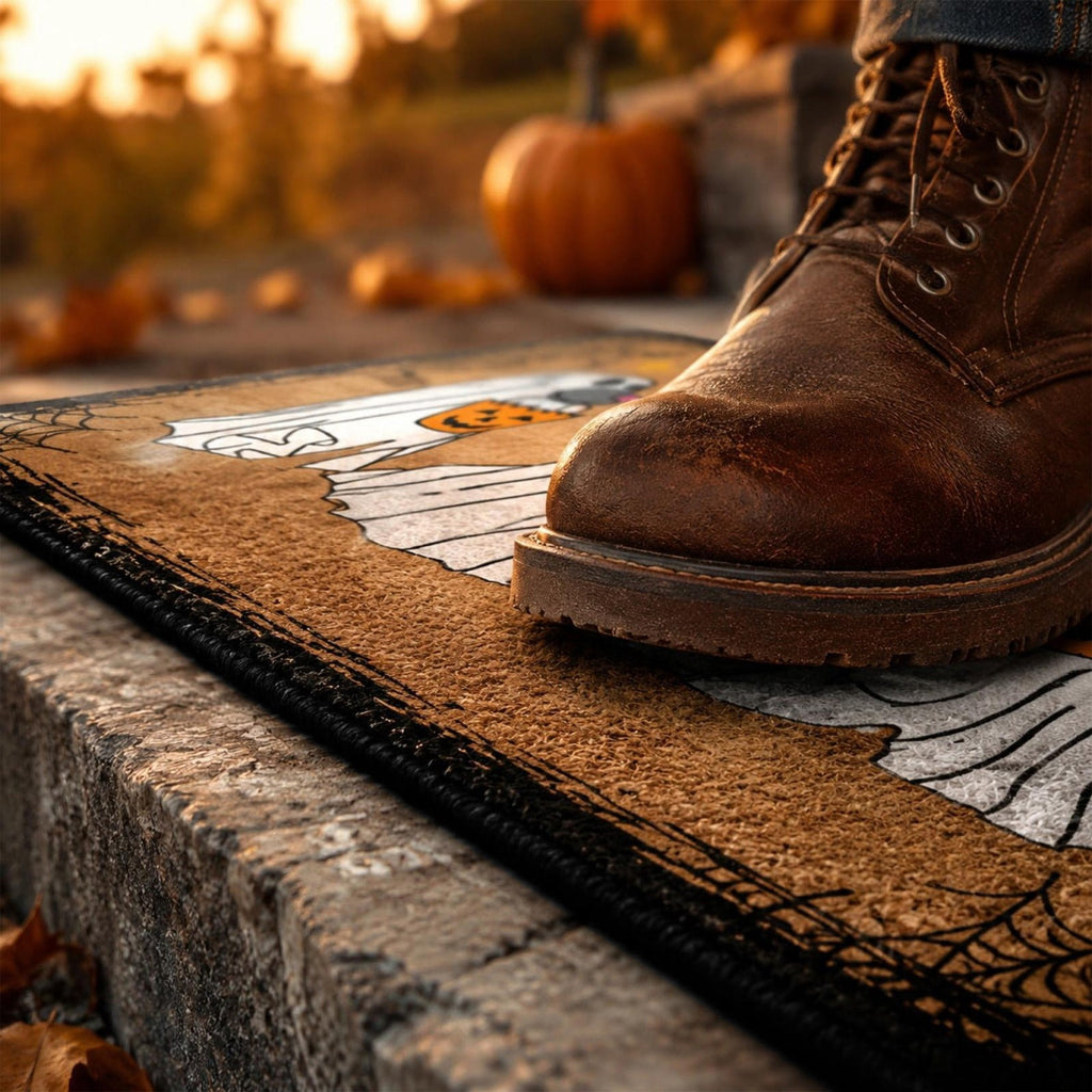 PYURTEP Halloween Door Mat Pumpkin Bat Pattern Entryway Doormats Non-Slip Indoor Outdoor Welcome Mat for Halloween Decor