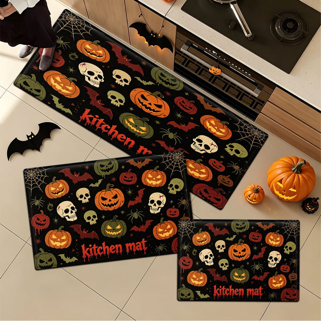 YIMEIS Halloween Pumpkin Lanterns 1Pc Flannel Mat and Kitchen Rugs,Soft Non-slip,Perfect for Home Bathroom