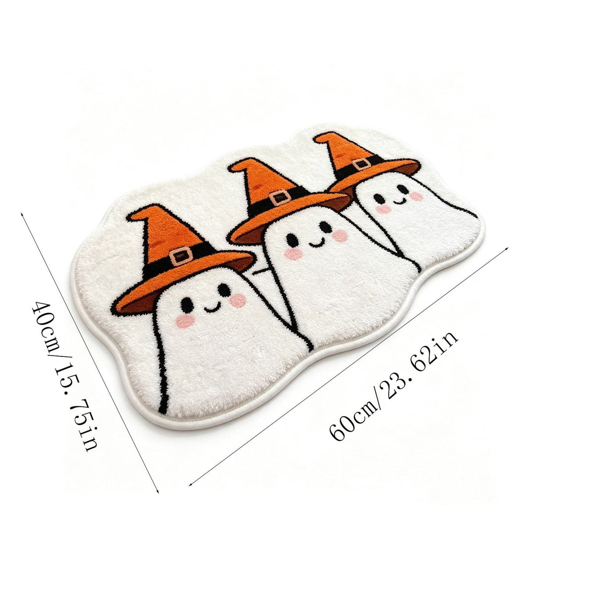 Halloween Doormat Ghost Bath Mat 23.6x15.7in Secure-Grip Absorbent Soft Faux Fur Rug for Bathroom Bedroom Living Room Decor by OVFUIZ