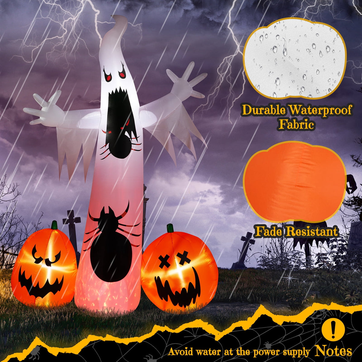 Zimtown 12 FT Halloween Inflatables Ghost Pumpkin Outdoor Halloween Decoration