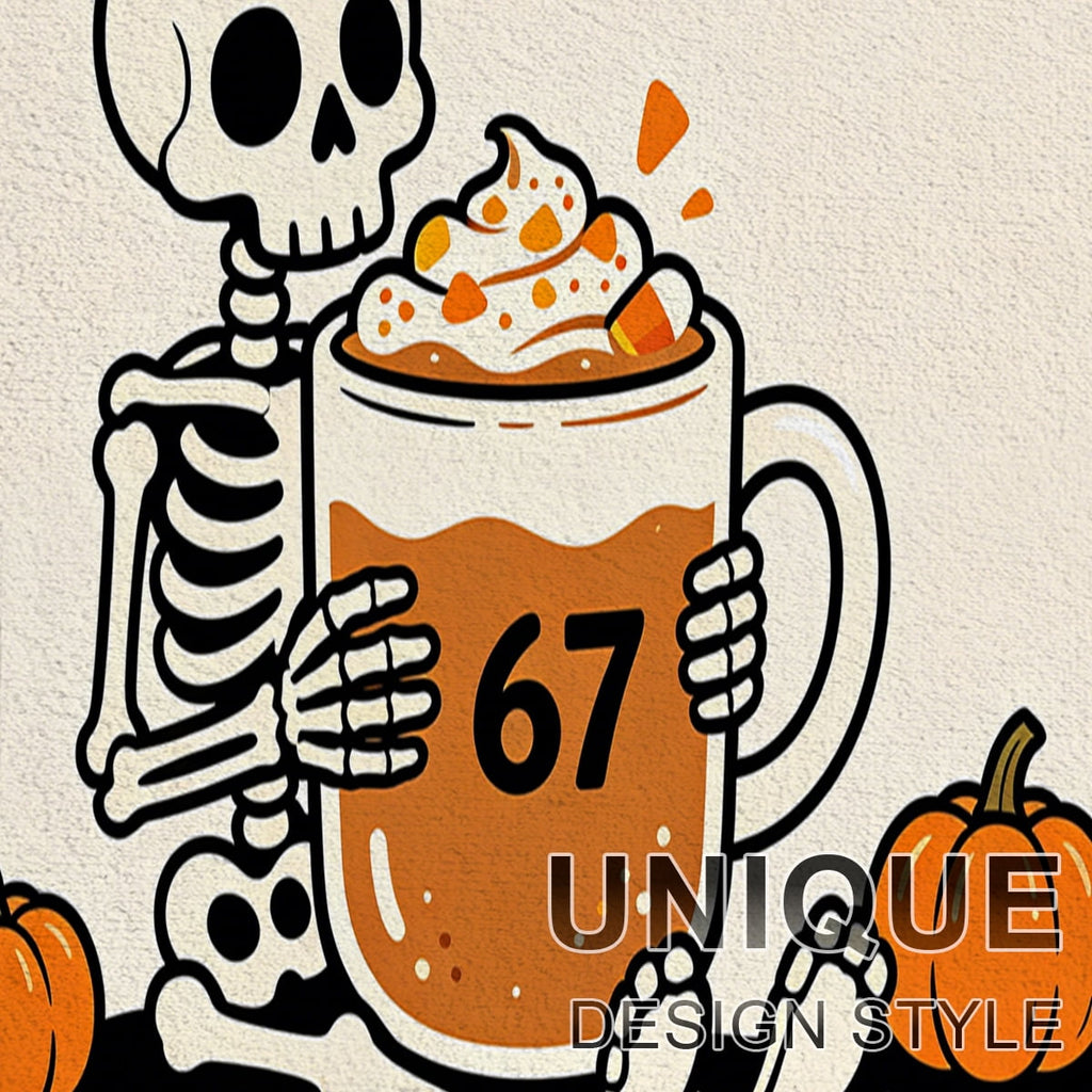 CCTFS Halloween Skeletons Holding Hot Drinks Household 1Pc Flannel Mat and Kitchen Rugs,Soft Non-slip for Bedroom Entryway