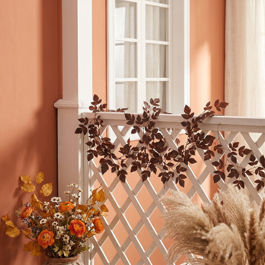 WKSCLPAI Halloween Maple Leaf Garland, Fall Vine Wreaths for Autumn Festivities Decor,Seasonal Garlands for Home,Halloween & Fall Decorations