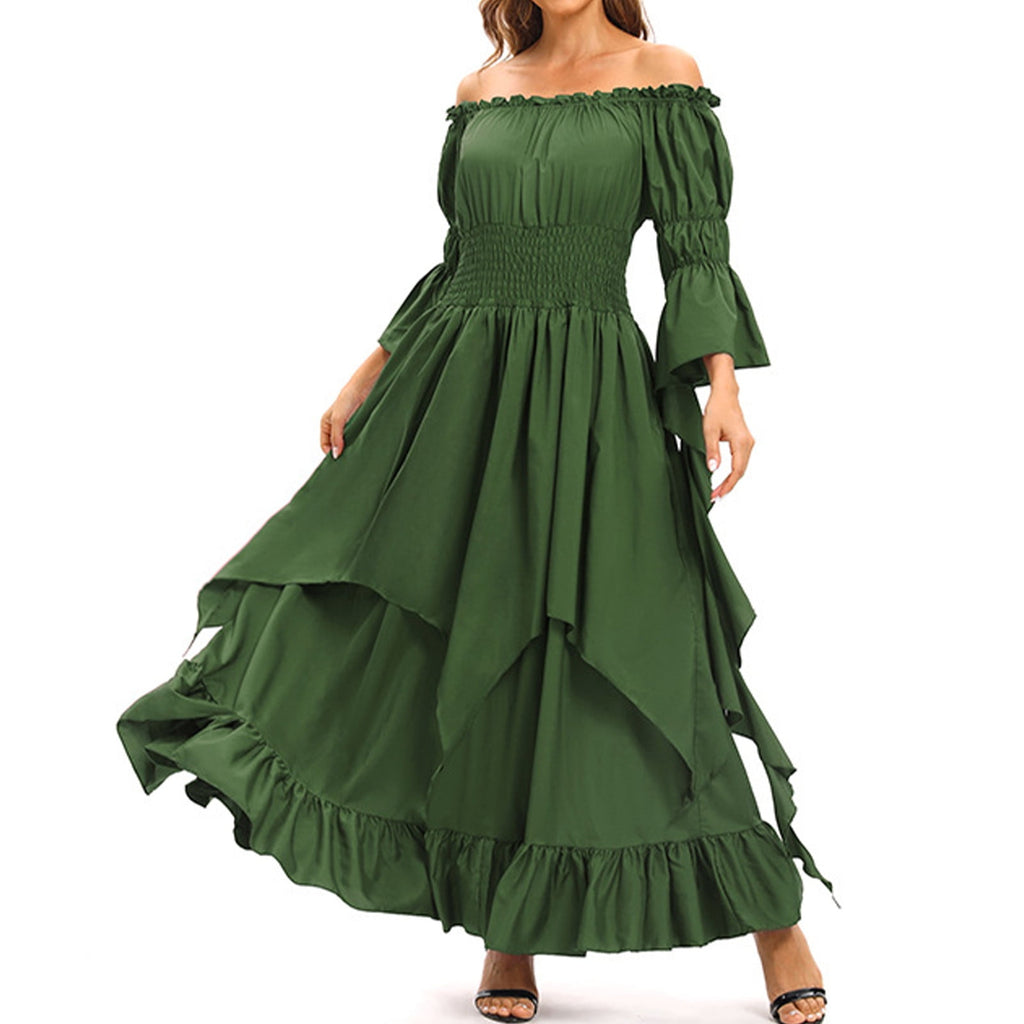 LYXSSBYX Maxi Dresses for Women Women's Long Sleeve Neck Dress Floor Length Cosplay Dress Plus Size Dress