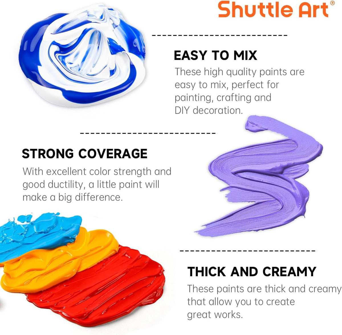 Shuttle Art Acrylic Paint Set, 36 Colors Acrylic Paint with Brushes & Palette, 2oz Bottles, Rich Pigments Non-toxic Paint for Artists Adults, Art Supplies for Canvas Rock Ceramic Wood Painting
