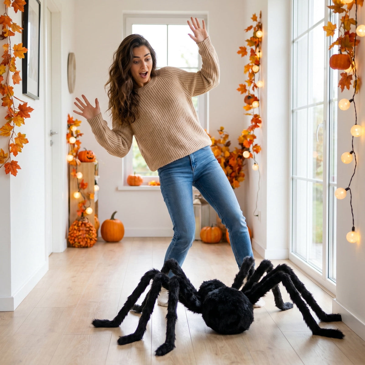 Diceymbol Halloween Animated Crawling Spider Sound Activated Light Up Floor Prop with Creepy Sounds for Party Bar Display 9 Inch